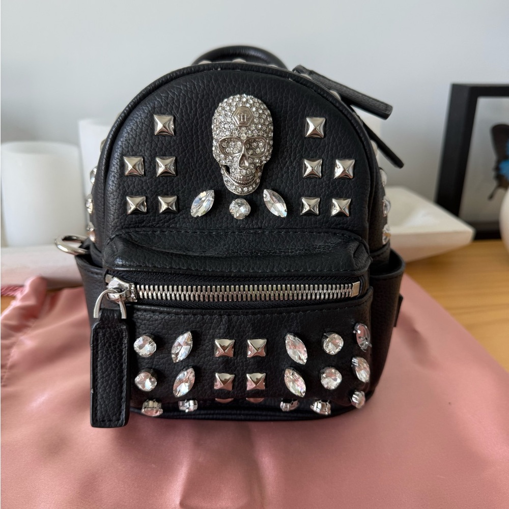 Philipp Plein Studded Skull Mini Backpack